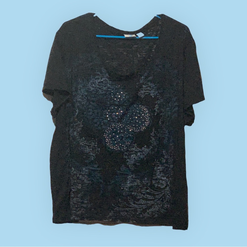 Black blue sheer top